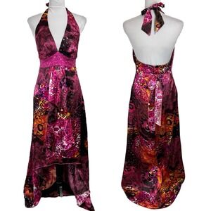 NWT Y2K Charlotte‎ Russe Hi Low Maxi Dress Size 10 Pink Sequin Fairy Rave Party